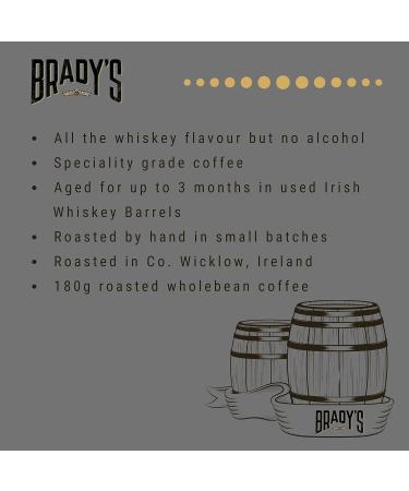 Brady's Irish Barrel Aged Whole Bean Coffee - 180g Hand Roasted Perfect After-Dinner Coffee - Vegan Alcohol-Free Gluten-Free Speciality Coffee - Christmas Birthday & Father's Day GIft - Buy Online on GoSupps.com