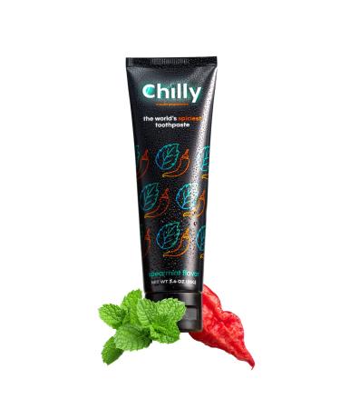 Chilly Natural Spicy Whitening Toothpaste with Intense Spearmint Flavor and Ghost Pepper Flakes SLS & Fluoride Free Toothpaste Whitening Formula for Fresh Healthy Smile (Pack of 1) 3.4 Ounce (Pack of 1)