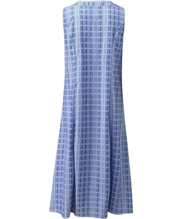 Women Casual Dress Summer Stripe Button V Neck Sleeveless with Pocket Long Dresses Holiday Beach Dress Black XX-Large - Buy Online on GoSupps.com