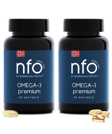New Organics Oy NFO Omega 3 Premium Omega 3 capsules 2 x 90 180 capsules high dose of fish oil high concentrations of fatty acids EPA & DHA from fish with vitamin E amino acid complex high dose Finland