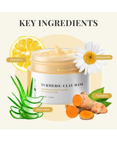 Turmeric Clay Mask - Organic Anti-Aging Face Mask | Brightens Dark Spots & Clears Pores | Acne Remedy & Sensitive Skin Gift - Buy Online on GoSupps.com