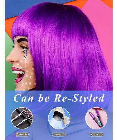 Funky Colorful Wig Set with Heart Sunglasses - Neon Party & Halloween Costume - One Size Fits All - Orange, Rose Red, Purple - 4 Pack - Buy Online on GoSupps.com