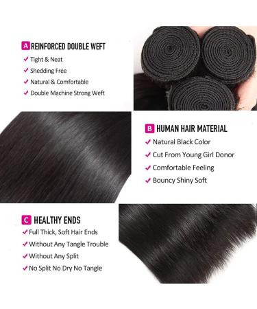 Buy Brazilian Human Hair Bundles - 12 14 16 Inch Virgin Straight Extensions | 300g Natural Black Weave - Buy Online on GoSupps.com