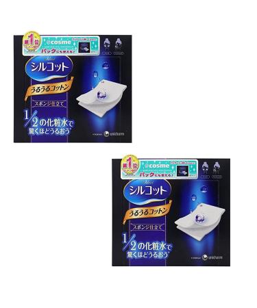 Unicharm Silcot Uruuru Cotton Sponge Face Wipes 40 Count (2 Packs)
