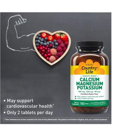 Country Life Target-Mins Calcium Magnesium Potassium 180 Tablets - Essential Mineral Support - Buy Online on GoSupps.com