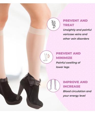 GABRIALLA Sheer Knee High Compression Stockings for Women - 20-22 mmHg XL Nude - Closed Toe - Buy Online on GoSupps.com