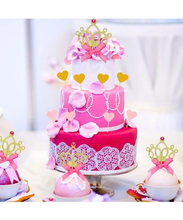 72 Pieces Glittery Princess Cupcake Toppers Crown Cupcake Wrapper Holder Pink Gold Crown Tiara Cupcake Pick Glitter Heart Cupcake Topper Baby Shower Cupcake Decoration for Birthday Wedding Party Decor - Buy Online on GoSupps.com