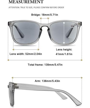 Vevesmundo Reading Glasses with Sun Protection - Stylish 2.0x Visual Aid Sunglasses for Men & Women - Gray Sunny Reading Glasses - Buy Online on GoSupps.com