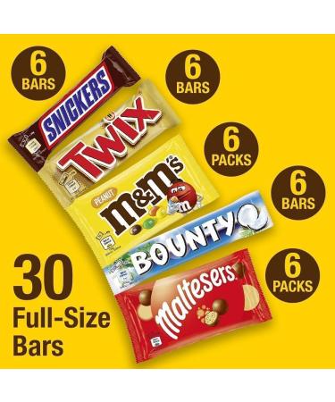 M&M's Snickers & More Mixed Chocolate Bar Variety Bulk Box 30 Bars 1.4kg Gift Assortment - Buy Online on GoSupps.com