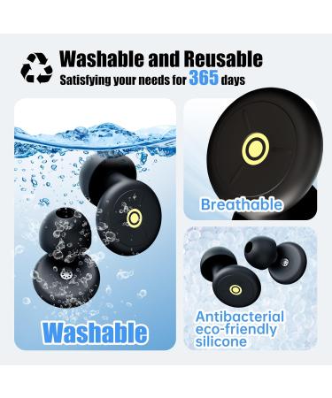 Noise Cancelling Ear Plugs for Sleeping - Reusable & Washable Mini Earplugs with Compact Case - Perfect for Concerts - Black - Buy Online on GoSupps.com