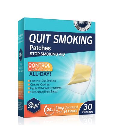 Stop Aid Patches Helping Quit Patch Step 1 30 Patches 21mg Delivered Over 24 Hours Easy and Effective Anti-Stickers Best Product to Help Stop (Step 1)