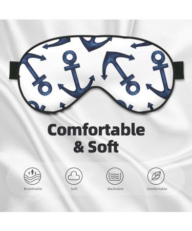 Navy Blue Anchors Print Sleep Eye Mask | Soft Travel Blindfold with Elastic Strap - Perfect for Night Sleeping - Buy Online on GoSupps.com