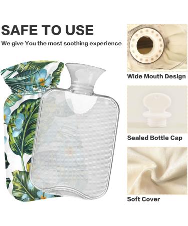NAANLE Hot Water Bottle with Cover - Hawaiian Flowers & Palm Leaves | 1L Heat Therapy for Menstrual Cramps & Pain Relief - Buy Online on GoSupps.com