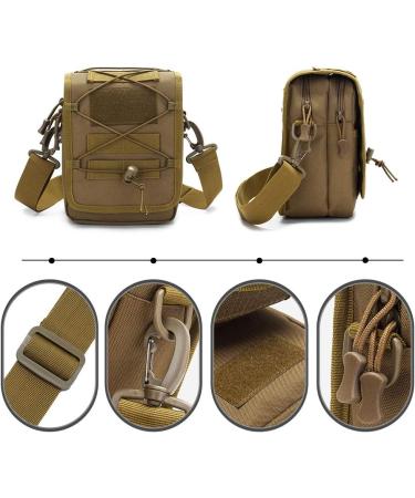 HUNDVP Tactical Shoulder Bag - Waterproof Molle Sling Backpack for Military Outdoor Hiking & Camping - Multifunctional Messenger Crossbody Bag in Brown - Buy Online on GoSupps.com