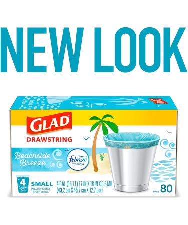 Glad Small Kitchen Drawstring Trash Bags 4 Gallon 80 Count - Febreze Beachside Breeze Scented - Multicolor - Buy Online on GoSupps.com