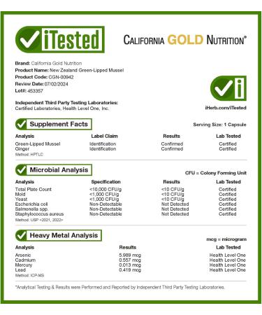California Gold Nutrition Green-Lipped Mussel with Ginger - 500mg | 240 Veggie Capsules - Premium Joint Support & Omega-3s - Buy Online on GoSupps.com