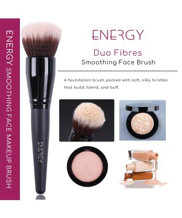 ENERGY Duo Fiber Foundation Brush - Vegan Synthetic Makeup Applicator for Liquid & Cream Blush Mineral Powders | Professional Stippling Brush BM 02 - Buy Online on GoSupps.com