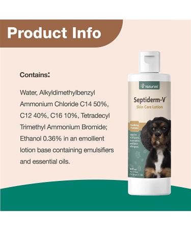 NaturVet Septiderm-V Skin Care Lotion for Dogs & Cats | Pet Health Supplement for Dermatitis, Allergies, and Hot Spots | Grooming Aid - 16 Oz - Buy Online on GoSupps.com