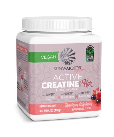 SUNWARRIOR Raspberry Elderflower Active Creatine Monohydrate for Her 14.1 OZ Raspberry Lemonade