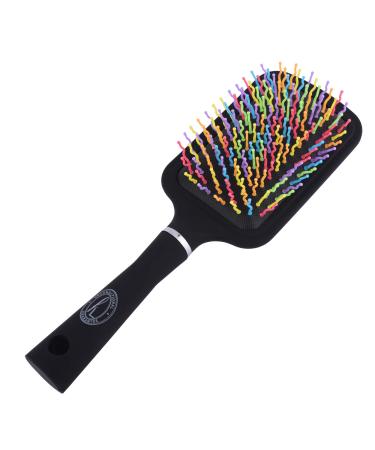 Multi-Coloured Paddle Brush - 11 Row with Wavy Bristles Paddle Rainbow