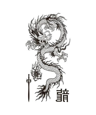 Supperb  Temporary Tattoos - Black & White Dragon (Set of 2) - Buy Online on GoSupps.com