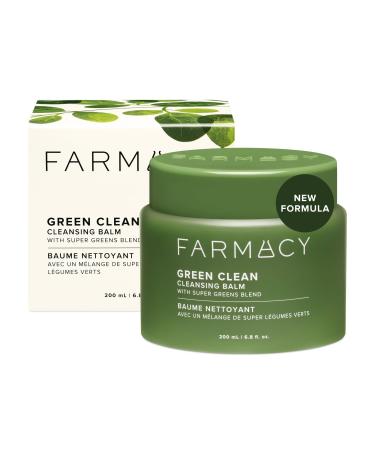Farmacy Makeup Remover Cleansing Balm - Green Clean Waterproof Makeup Remover Balm + Oil Cleanser for Face - Gently Melts Make Up + SPF - Hydrates + Softens Skin with Super Greens + Papaya (200ml) Reformulated Balm 6.8 Ounc