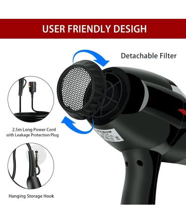Buy Dongxw 3000W Professional Hair Dryer - Ionic Blow Dryer with Diffuser 2 Speed 3 Heat Settings for Salon & Travel - Black - Buy Online on GoSupps.com