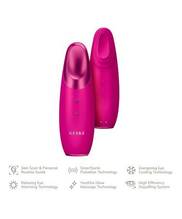 Geske SmartAppGuided Eye Energizer - 6-in-1 Warm & Cool Eye Massager | Reduces Dark Circles & Puffiness | Electrical Eye Massage Device | Magenta - Buy Online on GoSupps.com