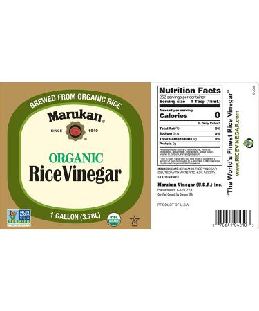 Marukan Organic Rice Vinegar - Unseasoned, 1 Gallon - Premium Quality for Cooking & Dressing - Buy Online on GoSupps.com