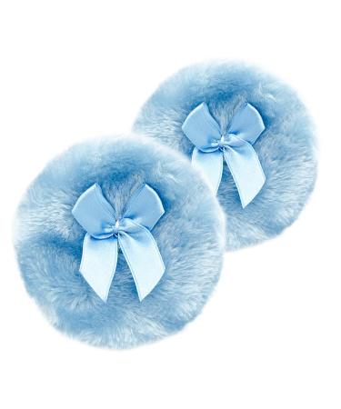Large Fluffy Powder Puff Body Cosmetic Powder Puff Soft Face Body Powder Puff for Baby& Kid& Adult (4 Inch Blue)