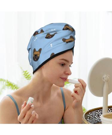 Hair Towel Wrap for Quick Drying - French Bulldog Face Design | Hair Drying Turban & Head Towel - Buy Online on GoSupps.com