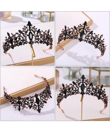Minkissy Black Queen Crown | Baroque Vintage Wedding Tiara for Quincea era & Birthday Celebrations - Buy Online on GoSupps.com