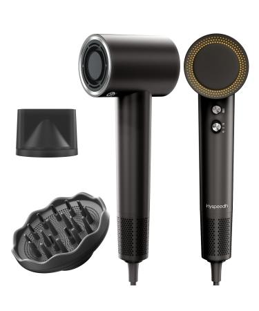 Hair Dryer with 110K RPM High Speed 1400w Motor for 2-5min Fast Dry 0.86lb Lightweight & 59db Low Noise 1.5 Billion Plasma & Smart Thermo Control & Strong Magnetic Nozzle Diffuser Travel Blow Dryer Nozzle Diffuser Black