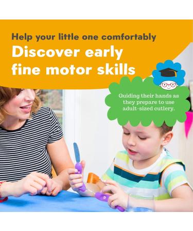 Nana's Manners Stage 3 Cutlery Set - Kids Knife & Fork Set | Ages 3 & Up | Easy-to-Grip Silicone Handles | Non-BPA Purple - Buy Online on GoSupps.com