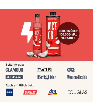 Braineffect MCT Oil C8 - 300% More Ketones 100% C8 Coconut Extract - Ideal for Keto Diet & Bulletproof Coffee - 4x1000ml - Buy Online on GoSupps.com