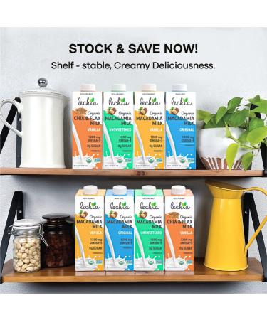 Lechia Organic Macadamia Milk Unsweetened 32oz (6 Pack) - Vegan, Non-Dairy, Gluten-Free, Keto, Omega-3, Plant-Based - Buy Online on GoSupps.com