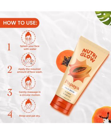 Nutriglow Naturals Advanced Pro Formula Papaya for Skin Brightening & Tan Removal Face Wash 100 G - Buy Online on GoSupps.com