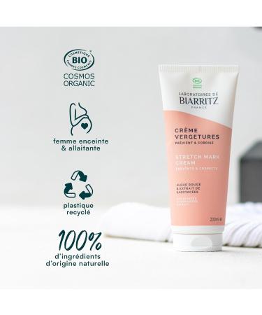 Laboratoires de Biarritz - Stretch Marks Cream with Red Seaweed & Sapotaceae Extract - Certified Organic - Pregnancy Puberty and Weight Variations - 200 ml - Made in France - Buy Online on GoSupps.com