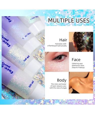  Prreal Glitter gel for the body face and face. Holographic glitter for festival makeup 100 ml (white + pink) - Buy Online on GoSupps.com