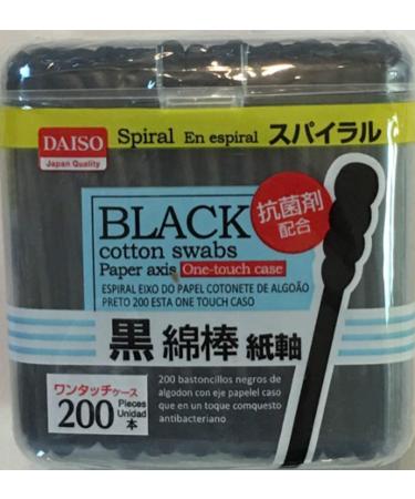 Daiso Japan Black Cotton Swab 200pcs Spiral head