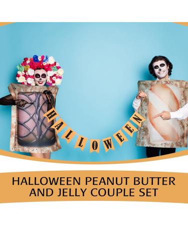 Toulite 2 Pcs Couples Halloween Costumes for Adults Funny Food Couples Costume Butter and Jelly Costume Frame Painting Outfit Chocolate - Buy Online on GoSupps.com