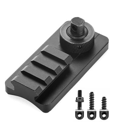 HUNTPAL Sling Stud Picatinny Rail Bipod Adapter with 3 Wood Machine Sling Swivel Screws Studs for Rifle Stock, Aluminum 3 Slots 1913 Picatinny Rail Mount Attachment Adaptor with Anti-Slip Rubber Base