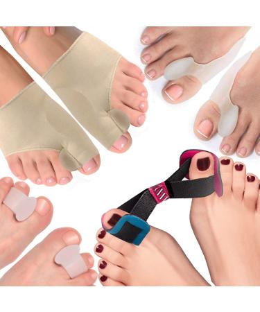 Bunion Corrector and Bunion Relief Sleeves Kit - Hallux Valgus Bunion Protector - Bunion Toe Separator Toe Spacer Toe Straightener and Toe Spreader - 7 Pieces