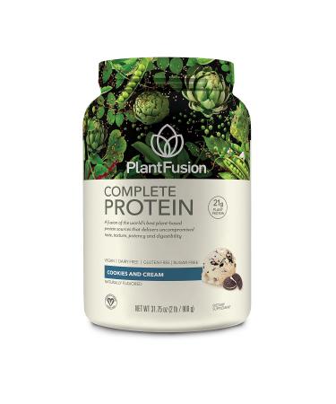 PlantFusion Vegan Protein Powder, Plant Based Protein Powder, BCAAs + Digestive Enzymes, Clean Protein; Dairy Free, Cookies & Cream 2lb Cookies & Cream 1.98 Pound (Pack of 1)