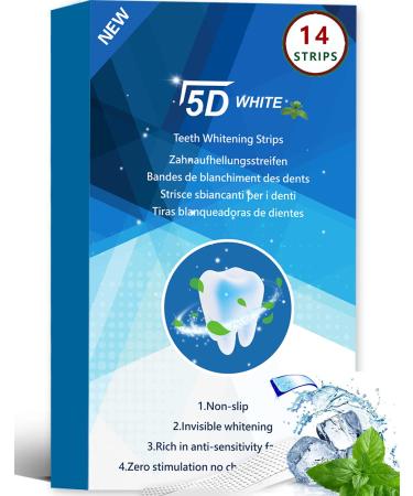 Teeth Whitening Strips, Enamel Safe White Teeth Whitening Kit, 5D Teeth Whitener for Sensitive Teeth Whitening, 30-Minute Express Whiting, Non-Toxic, 14 Pcs 7 Treatment ( Each with 1 Upper / 1 Lower )