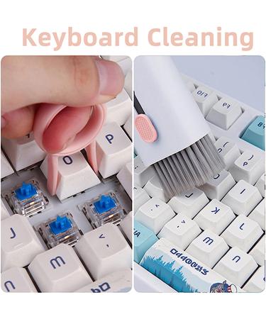 Gtinna 7 in 1 Keyboard Cleaning Brush Set | Electronics Cleaner Kit with Earbuds Pen and Bluetooth Headset Charging Box | Pink - Buy Online on GoSupps.com