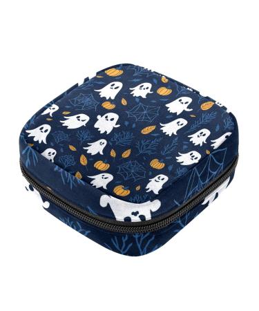 Halloween Specter Sanitary Napkin Storage Bag Menstrual Pad Bag Portable Menstrual Period Sanitary Pouch Zipper Tampons Collect Bags for Teen Girls Women Ladies Color 8