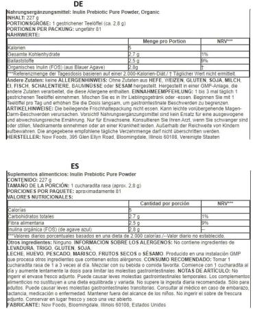 Now Foods Organic Highly Dosed Inulin 227g Vegan Powder - Buy Online on GoSupps.com