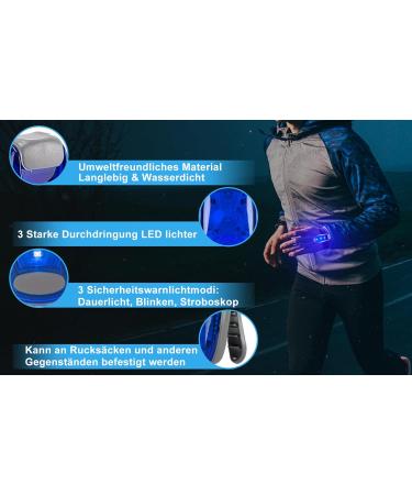 Lebexy LED Bline Light Set - 2 Safety Lights for Kids' School Bags Strollers Cycling & Camping | 3 Light Modes | Ideal Warning Lamp - Blue - Buy Online on GoSupps.com
