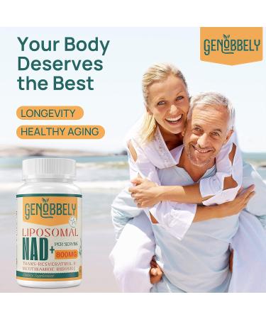 GENOBBELY 800mg Liposomal NAD+ & NR Supplement - Trans-Resveratrol - DNA Repair, Anti-Aging, Brain Health - 120-Day Supply - 2 Pack - Buy Online on GoSupps.com